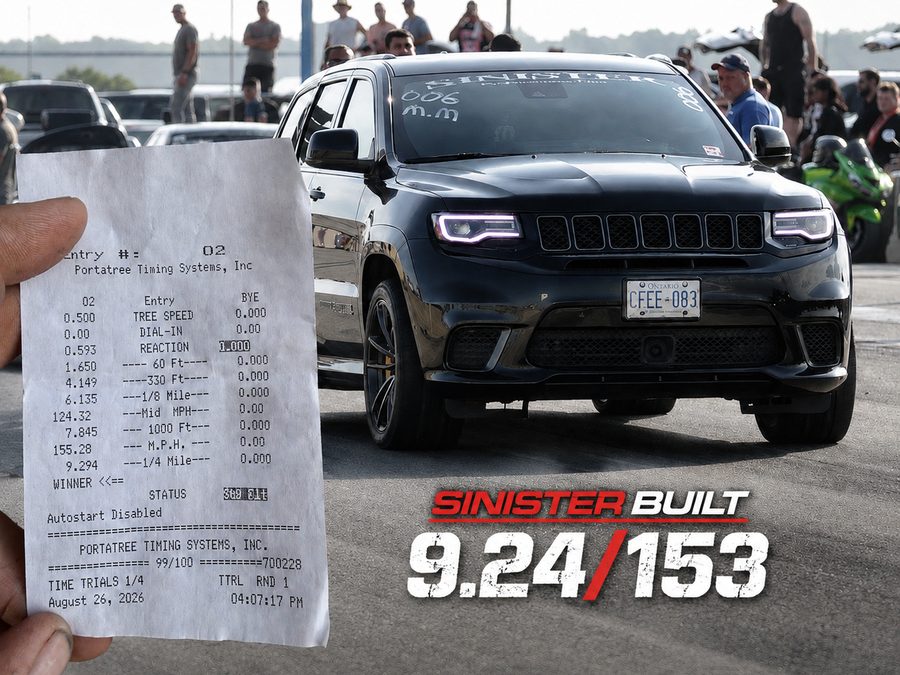 The twin turbo Trackhawk with its 9.24 at 153 mph time slip