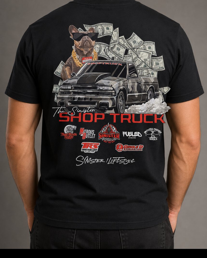 The Sinister Shop Truck Tee — back print